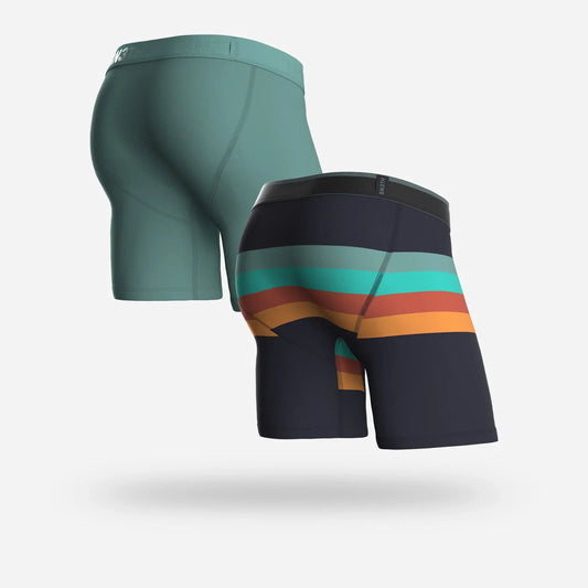 BN3TH Classic 6.5" Boxer Brief 2 Pack - Agave/Retrostripe Dark Navy
