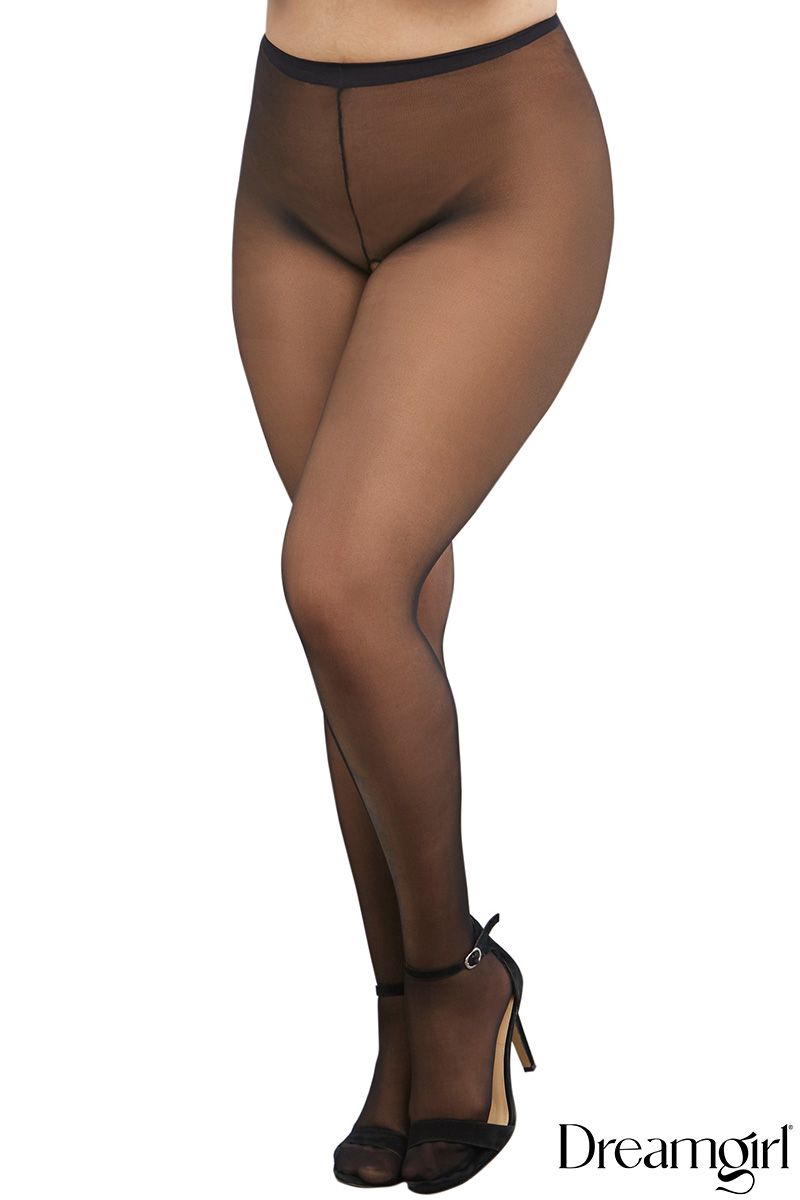 Sheer Open Crotch Pantyhose DG0082  - Black