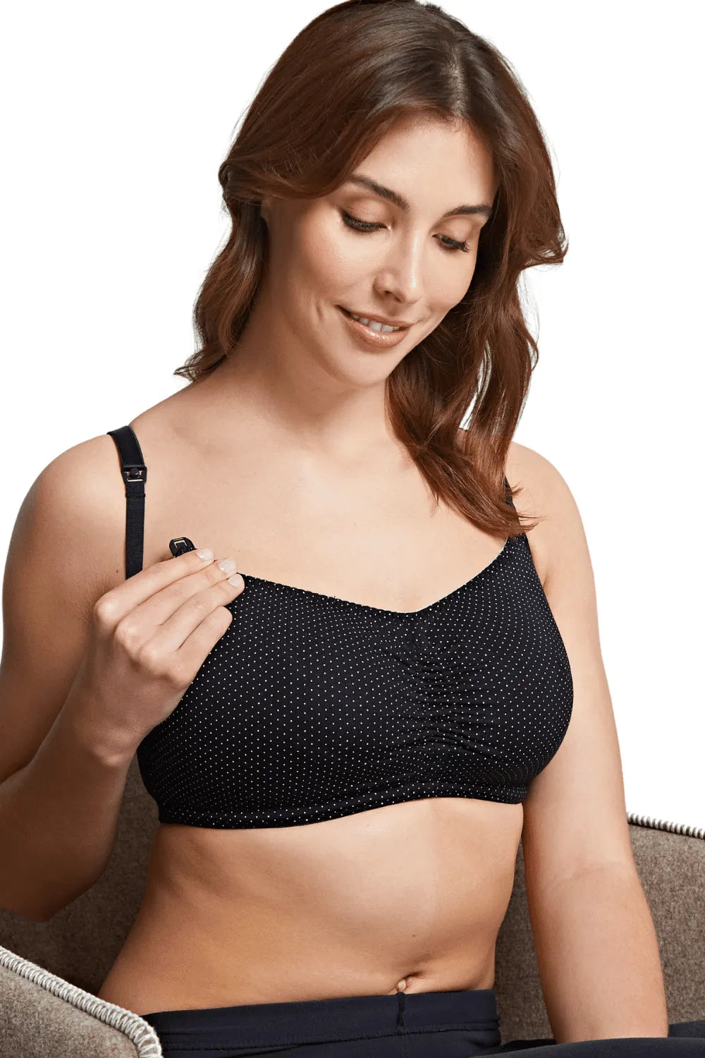 Blossom Wireless Nursing Bra 1018 1429 - Black/White Dots