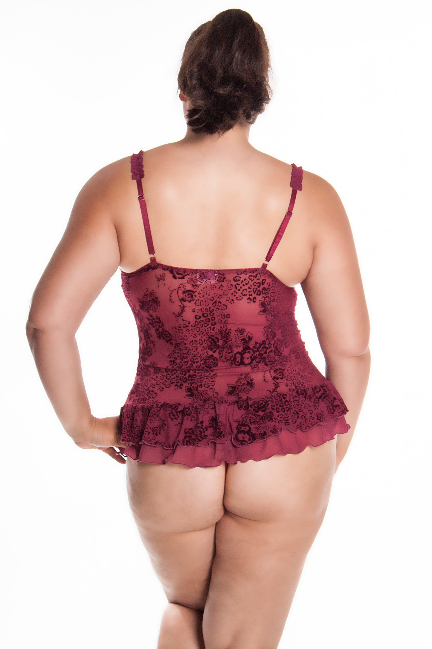 Open Cup Bustier and G-String 1109 - Burgundy