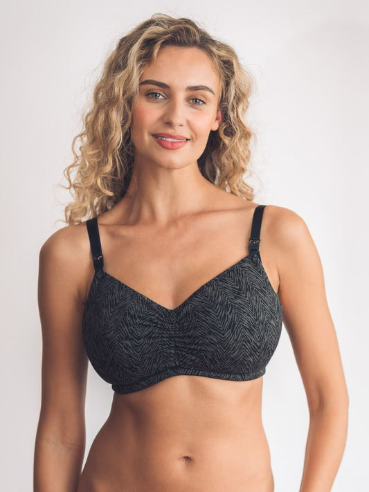 Blossom Wireless Nursing Bra 1462 - Black Animal