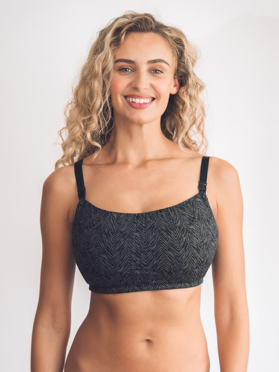 Blossom Wireless Nursing Bra 1018 1462 - Black Animal