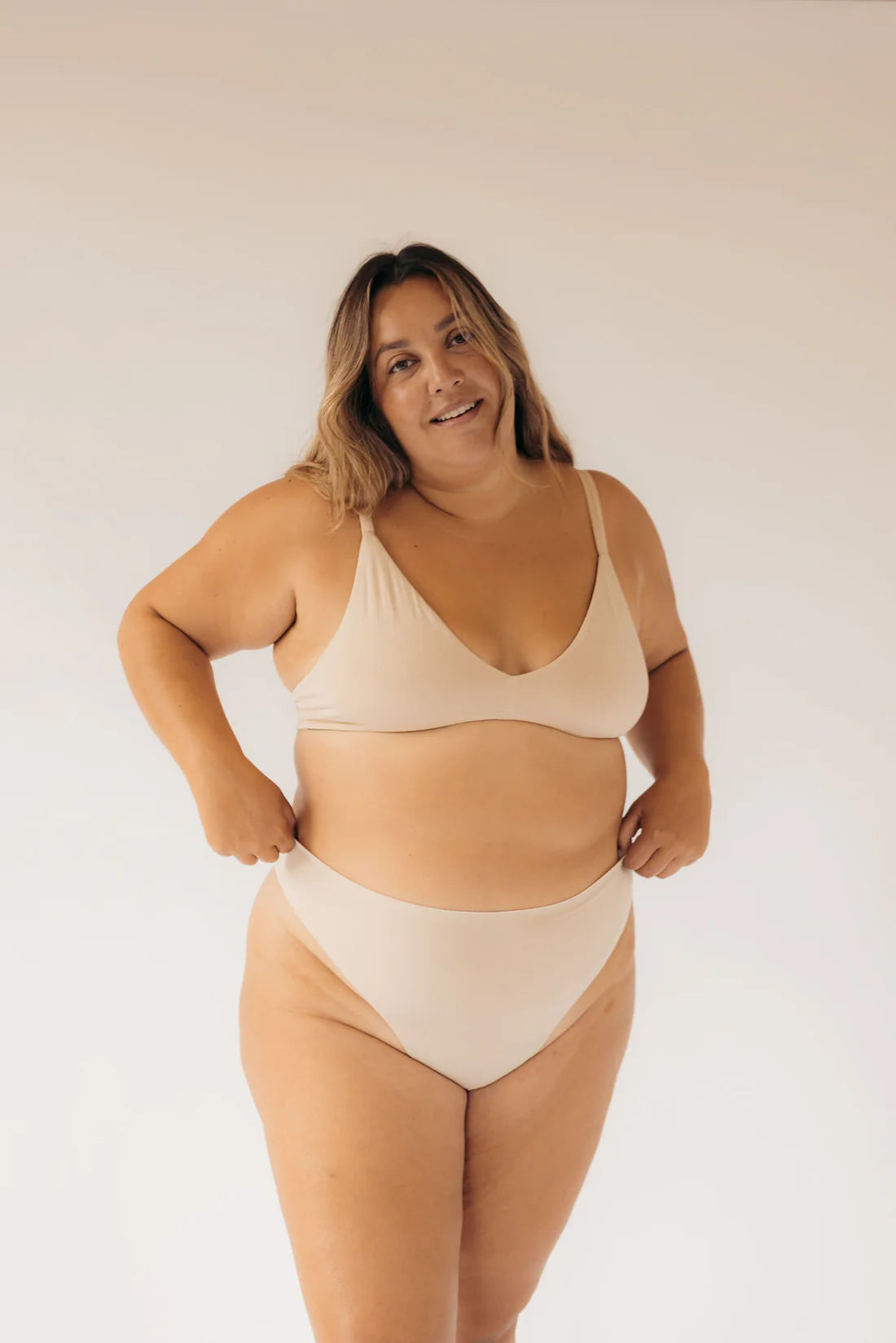 Seamless High Rise Mineral Thong - Beige