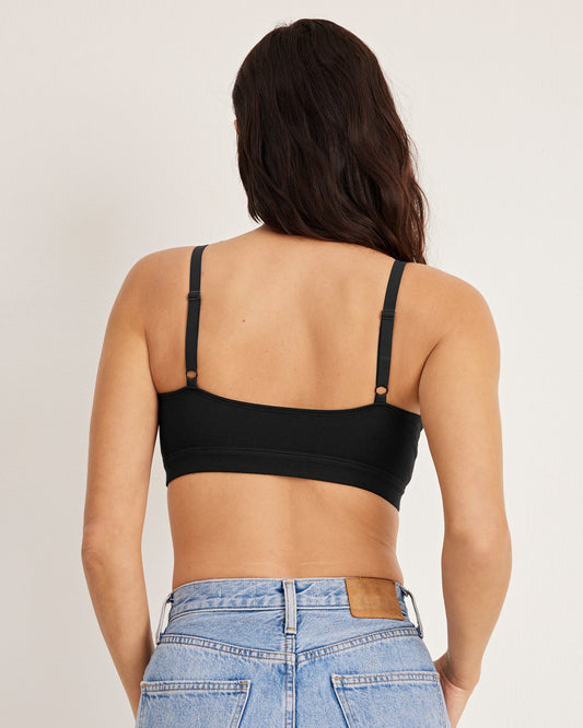 Organic Cotton Logo Wireless Triangle Bralette 20285 006 - Black