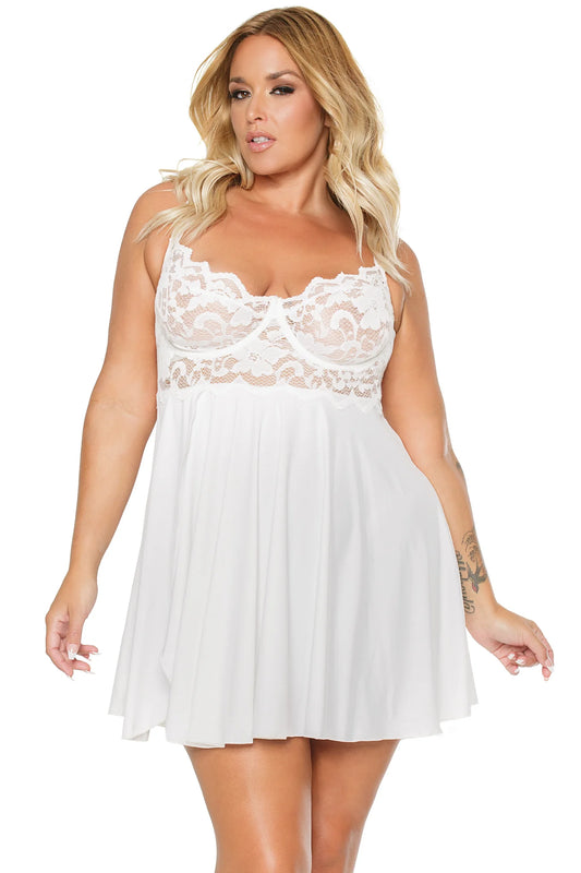 Babydoll and Thong 22123 - White