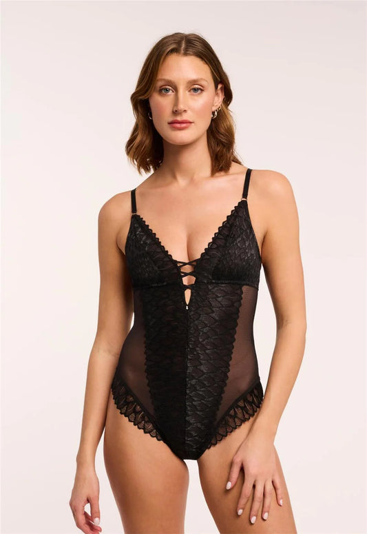 Lacy Teddy Bodysuit Teddy 9346 - Black