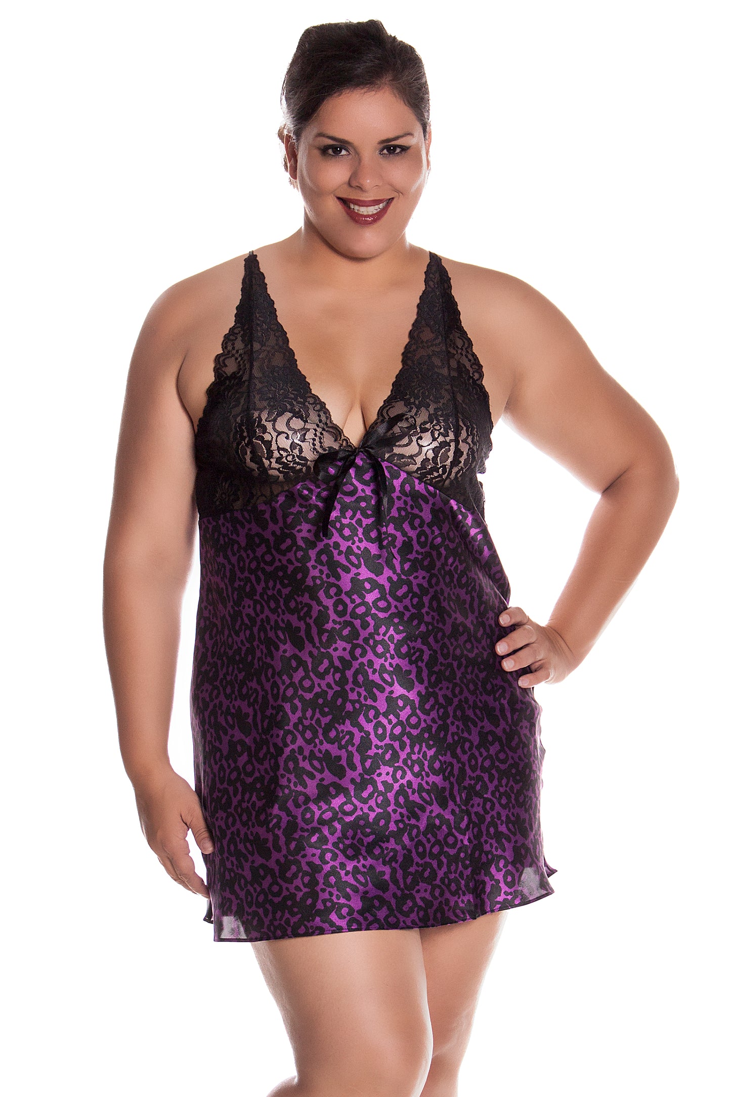 Leopard Print Chemise 4119 - Purple/black