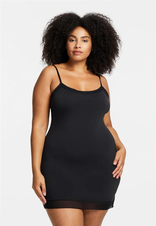 Round Neck Mid-thigh Slip 9501 - Black