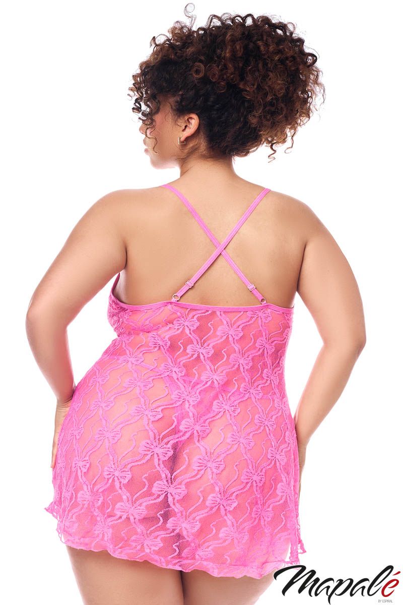 Babydoll and G-string MA7623 - Pink