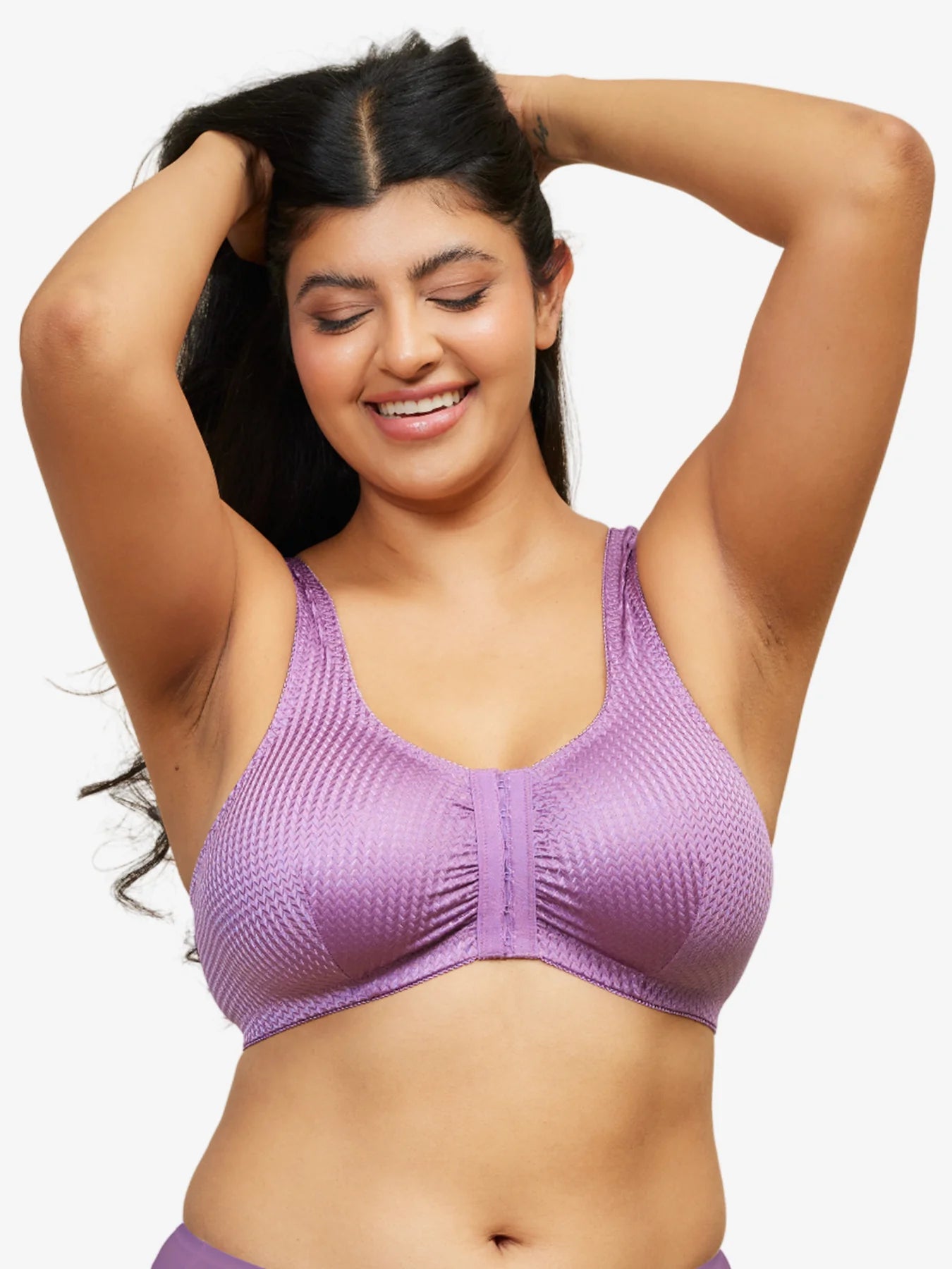 Marlene - Zig-Zag Weave Front Close Leisure Bra 151 - Violet