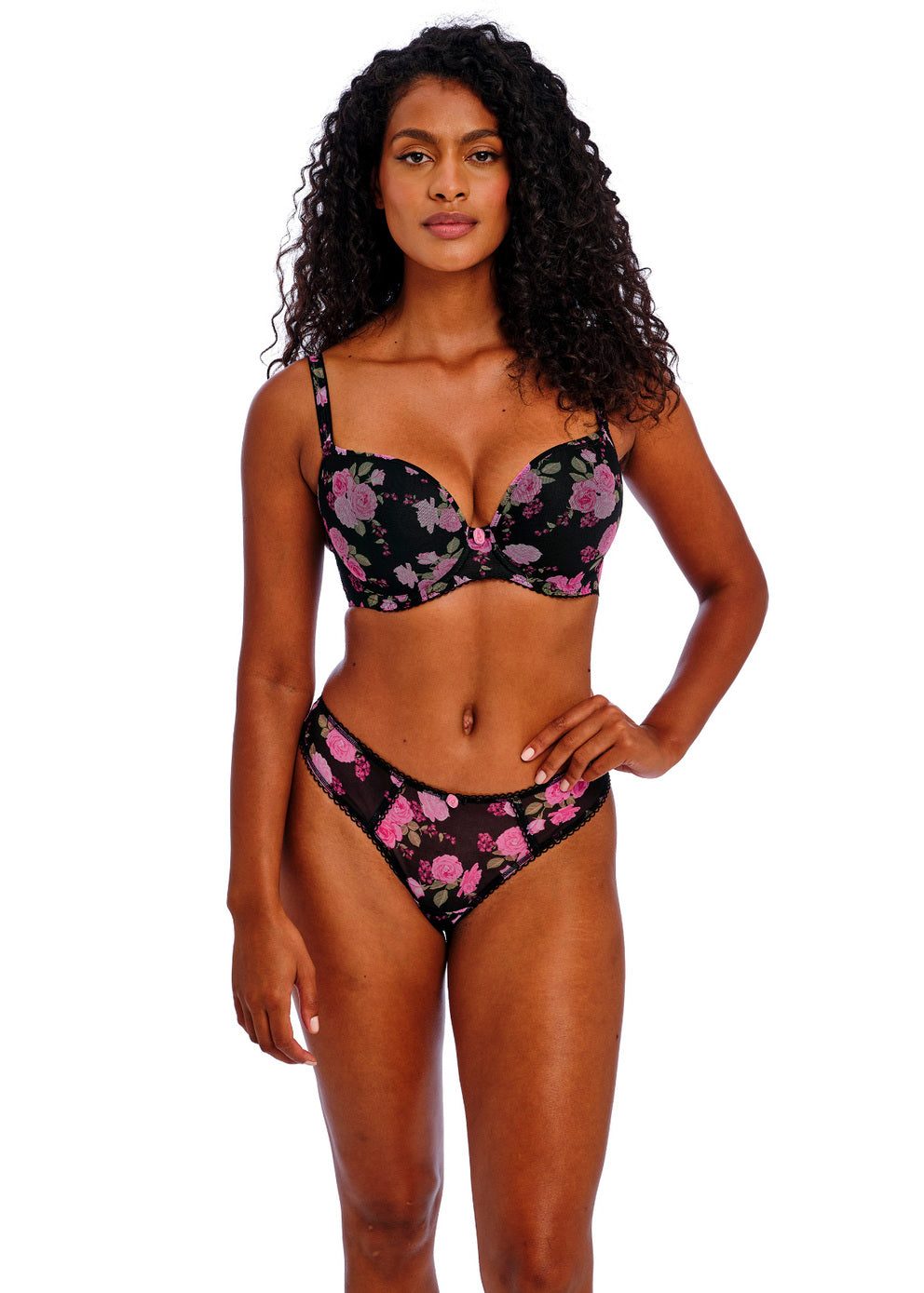 Rose Blossom Plunge T-shirt Bra AA402431 BKR - Black Rose