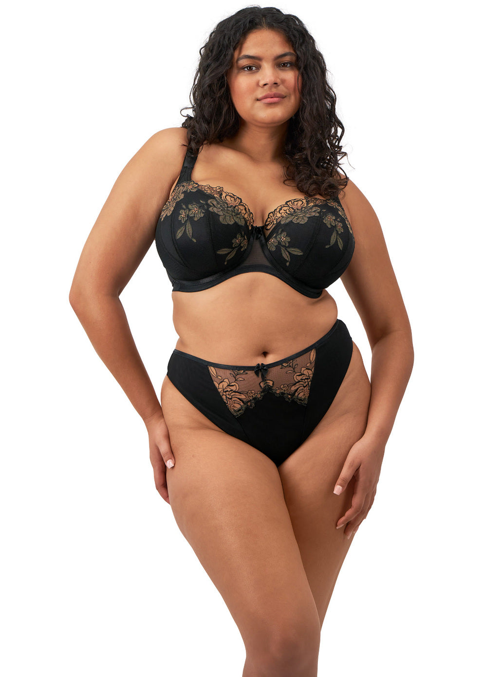 Teagan Padded Half Cup Bra EL302615 ALM - Black/Almond