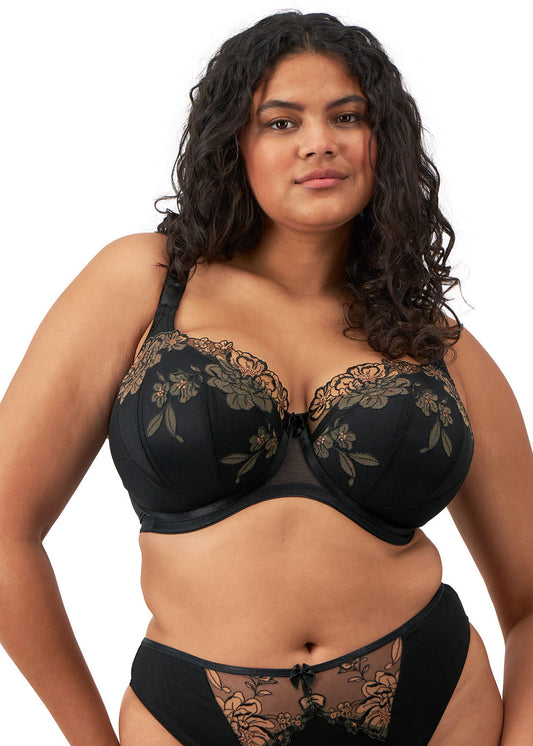 Teagan Padded Half Cup Bra EL302615 ALM - Black/Almond