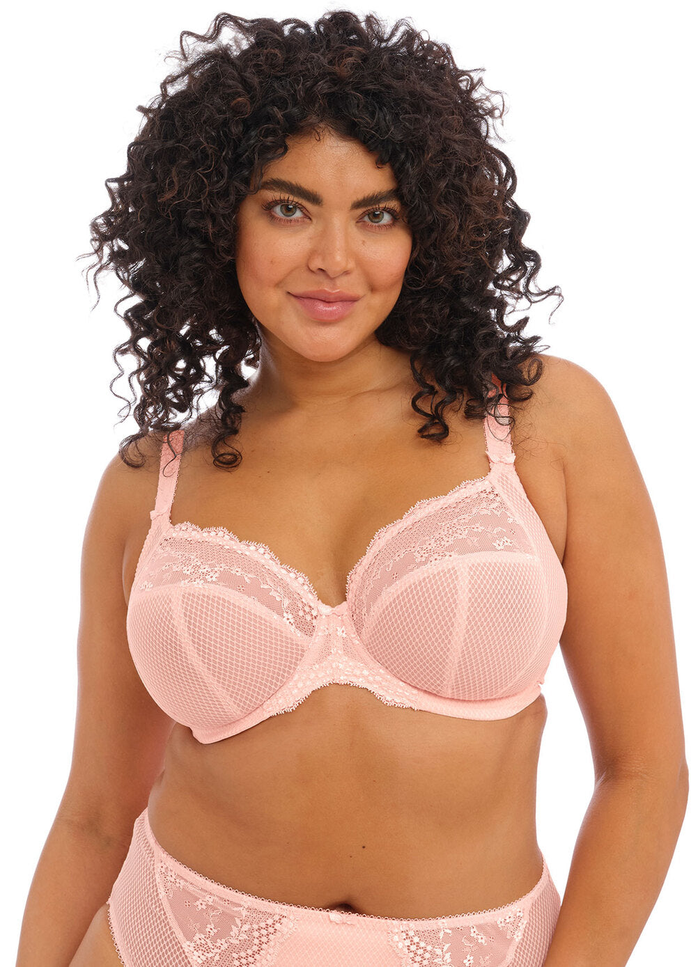 Charley Stretch Lace Underwire Plunge Bra EL4382 BAK - Ballet Pink