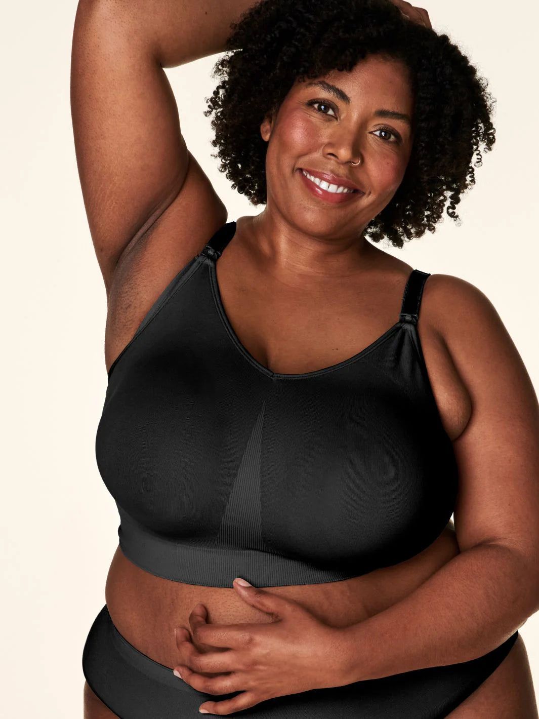 Body Silk Seamless Wireless T-shirt Nursing Bra 1401 - Black