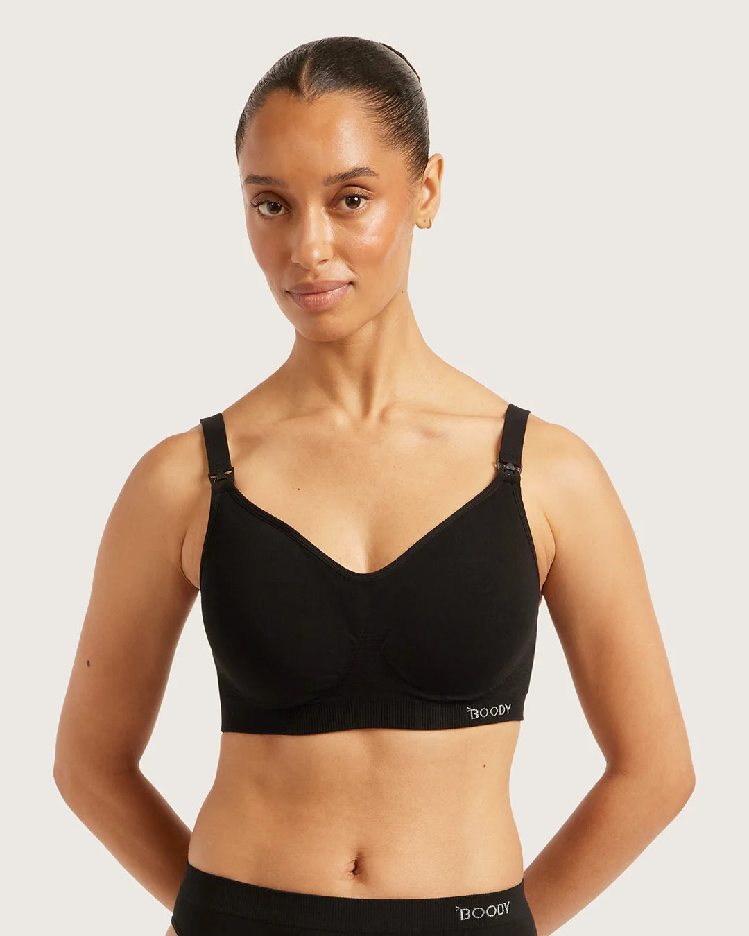 Wireless Bamboo T-shirt Maternity Nursing Bra (D-DD) WMF - Black