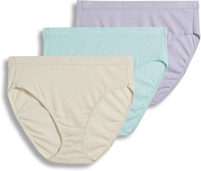 100% Cotton Elance Breathe French Cut Brief 3 Pack 7410 511 - Sand/Light Teal/Violet