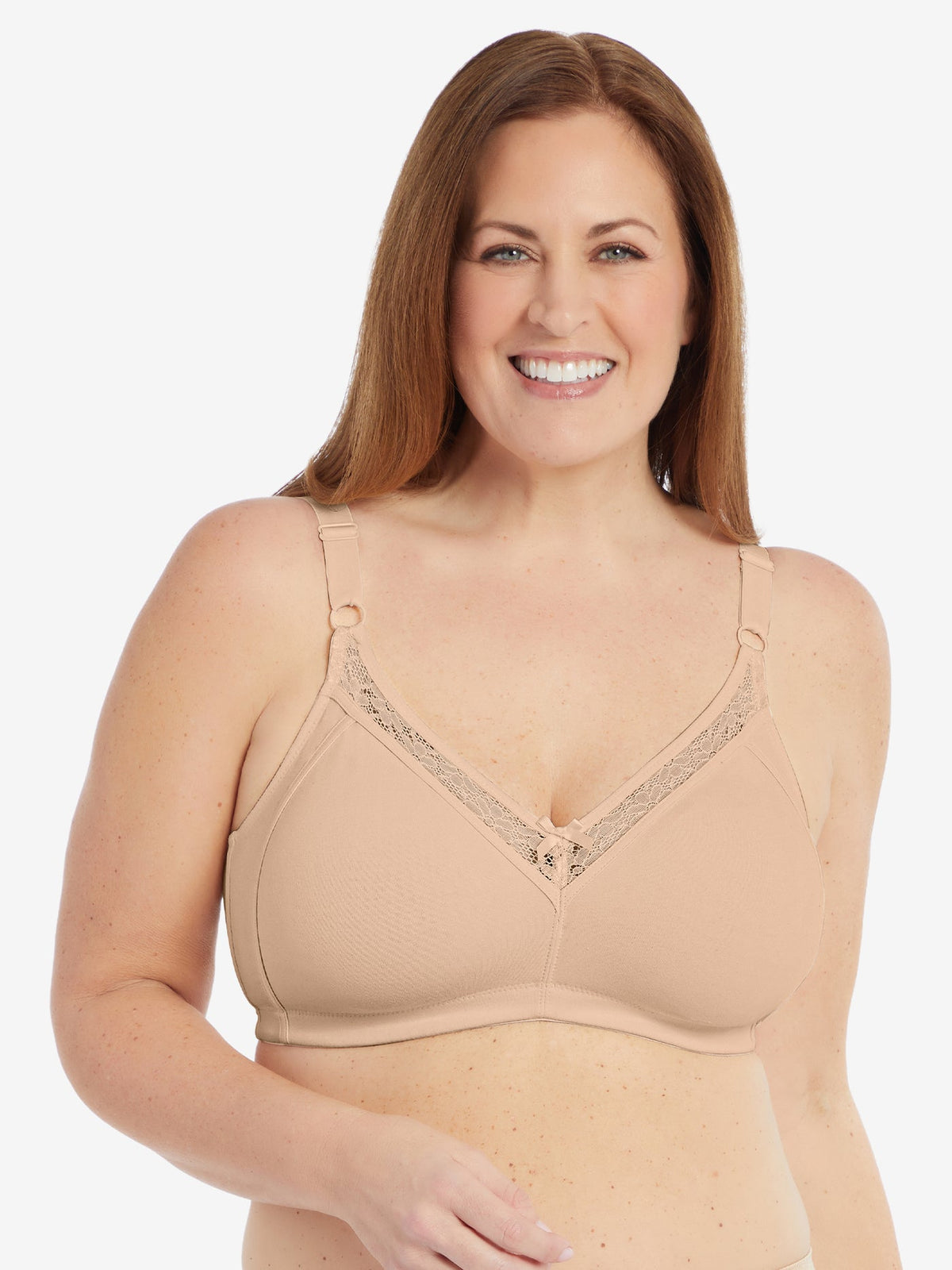 153 Camille (X) 92% Cotton Wireless T-shirt Bra - Sand