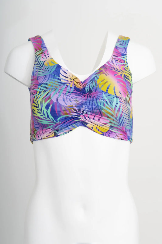 Bamboo Clipper (SC) Wireless Crop Top Bra - Rainbow Tropics