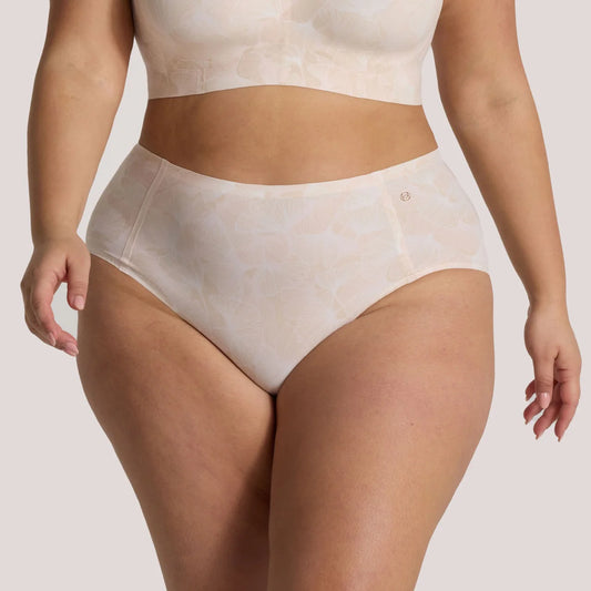 High Waisted Retro Bikini - Champagne Ginkgo