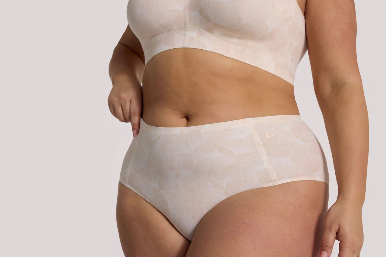 High Waisted Retro Bikini - Champagne Ginkgo