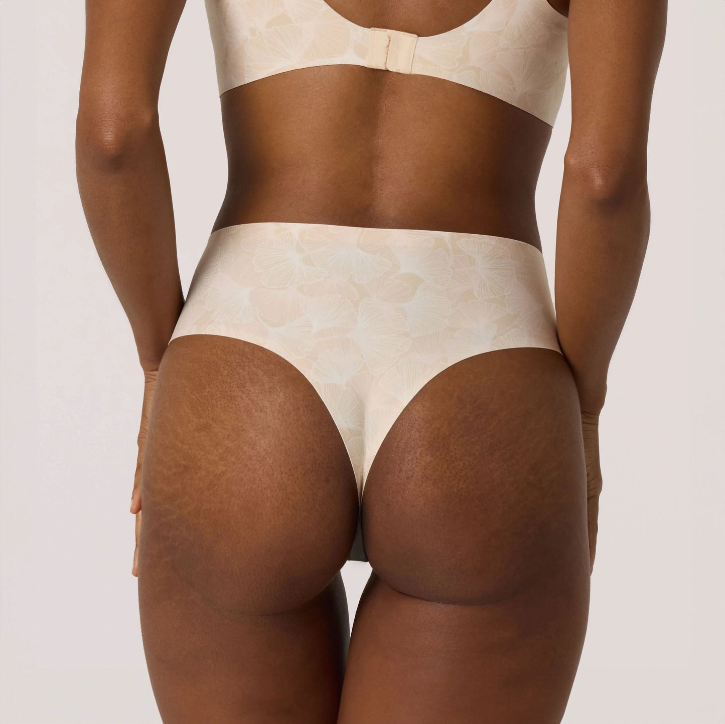 High Waisted Thong - Champagne Ginkgo