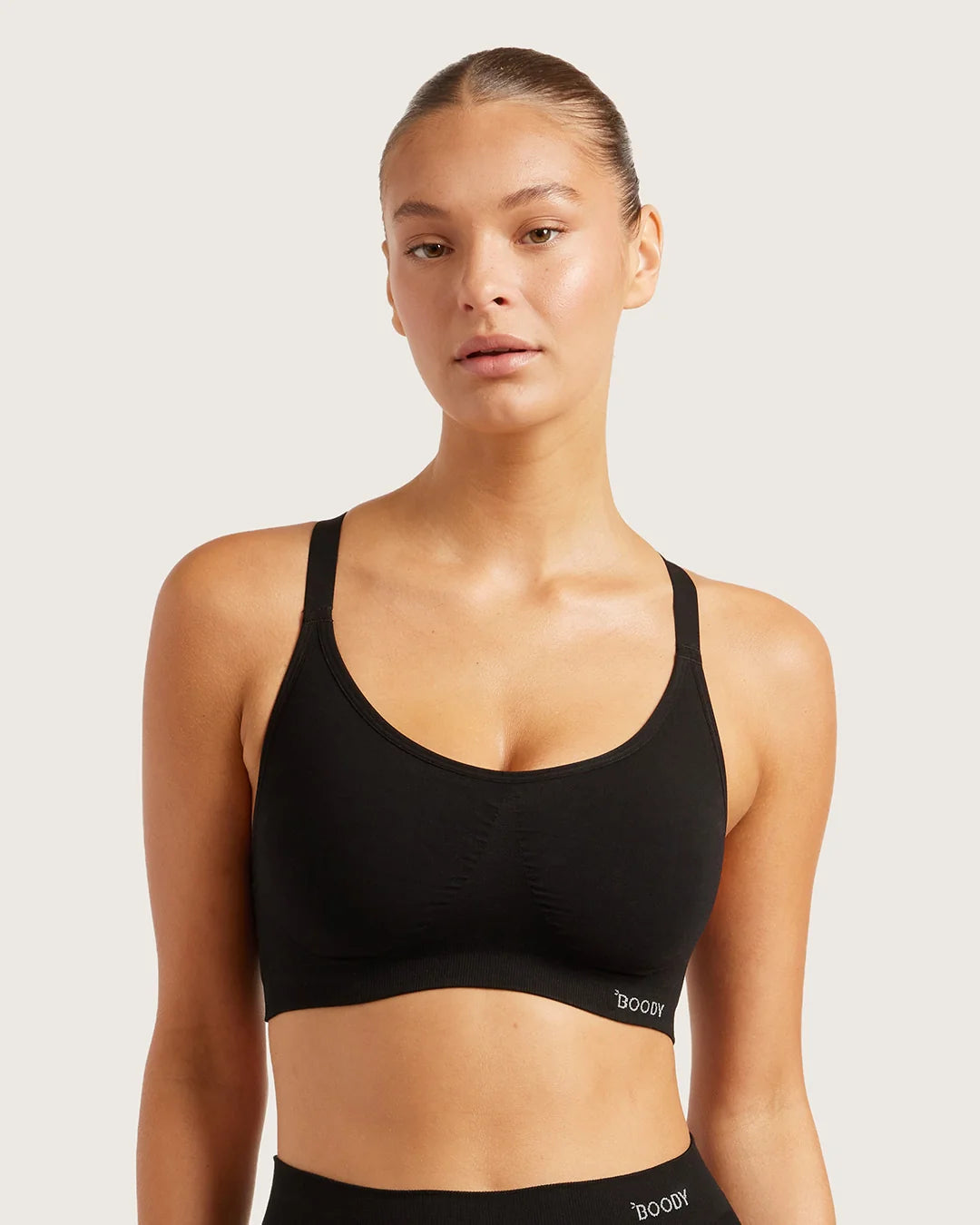 Wireless Full Bust Bamboo Racerback T-shirt Bra (D-F) FBRF - Black