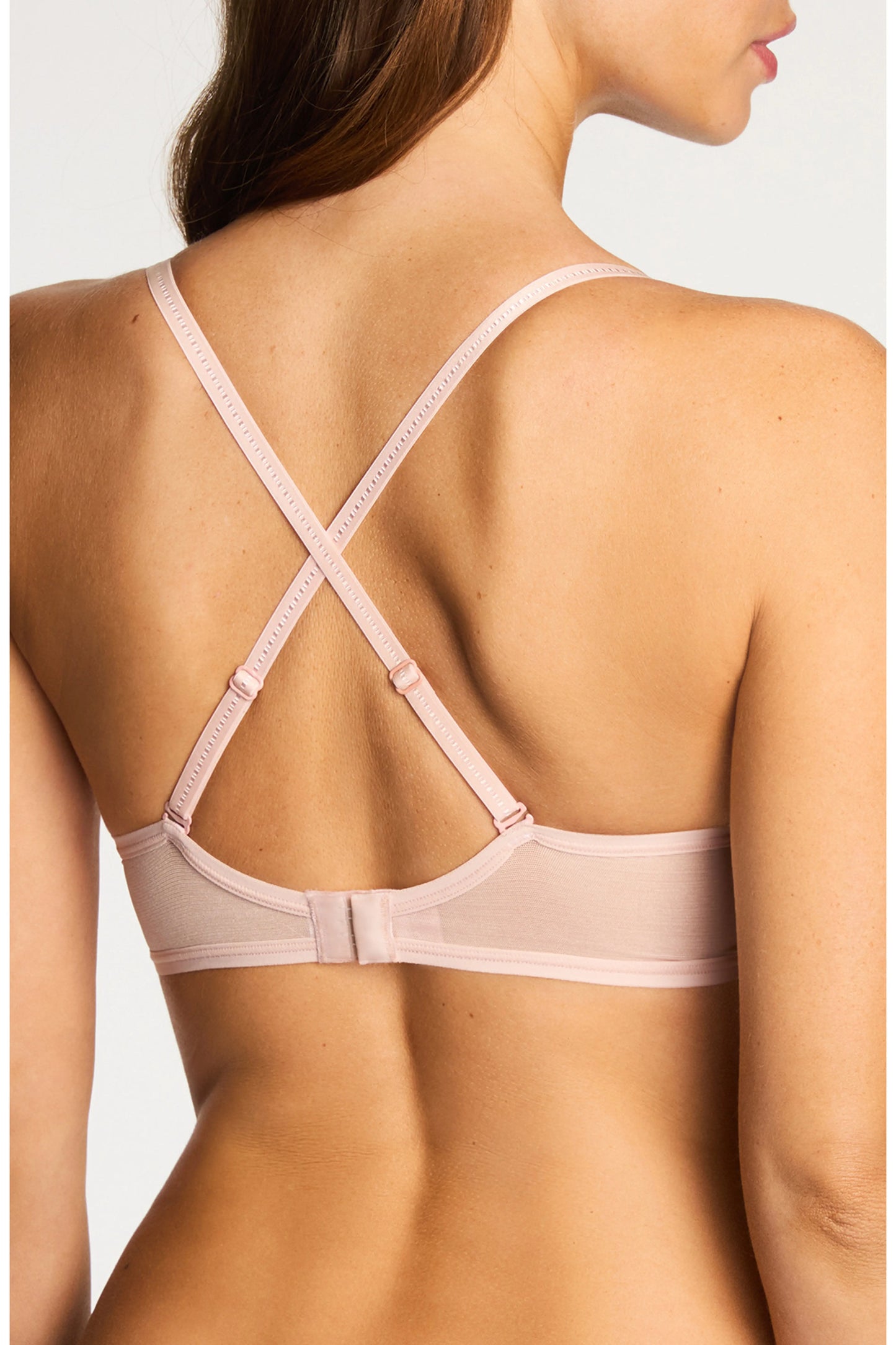 Full Transparency Plunge Padded T-shirt Bra 953420 278 - Rose Smoke