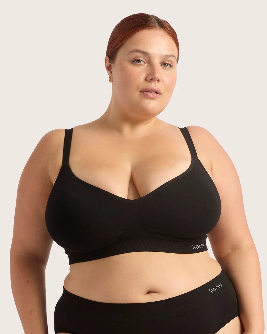 Wireless Full Bust Bamboo T-shirt Bra (D-F) FBTF - Black