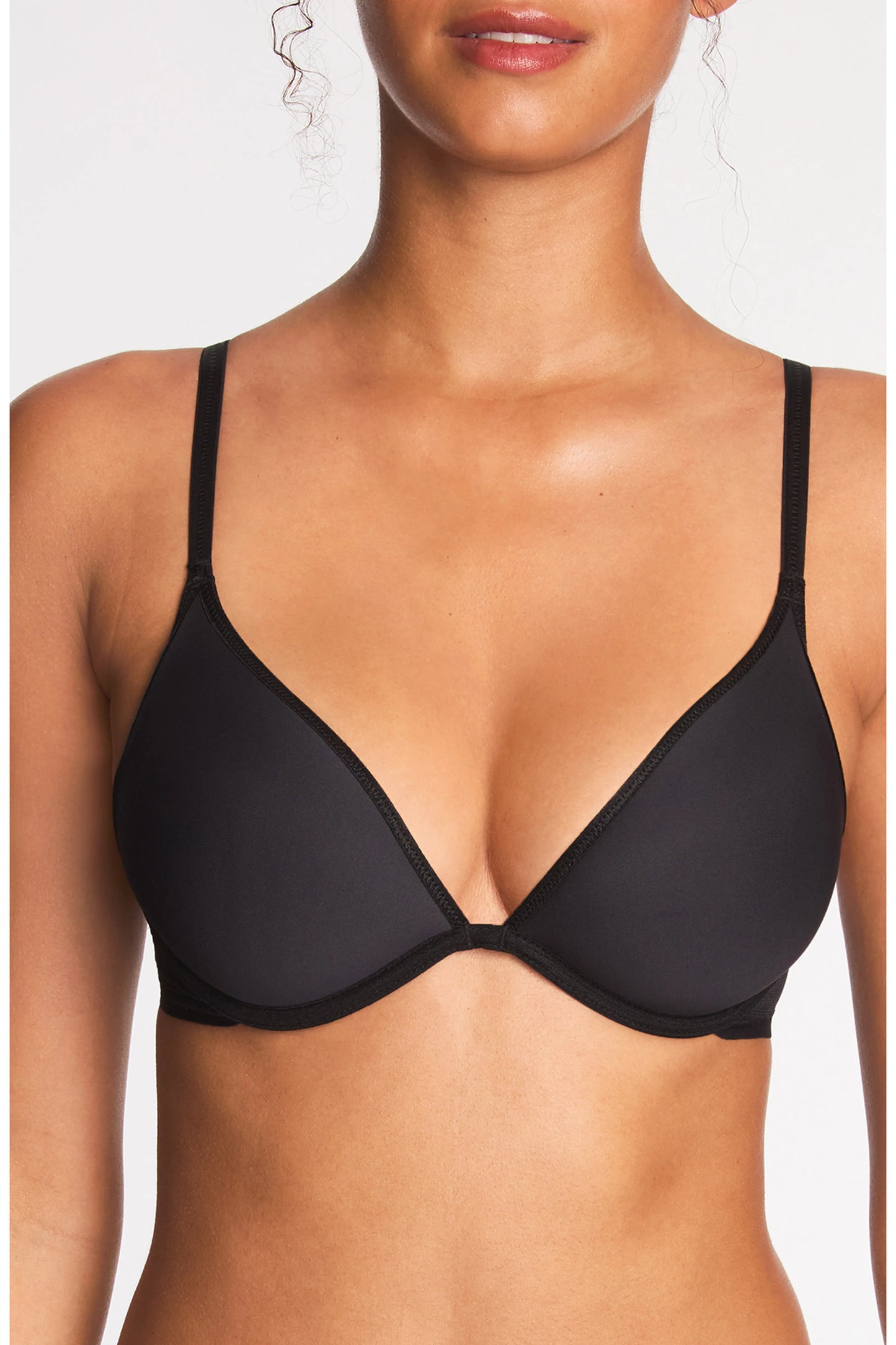 Full Transparency Plunge Spacer T-shirt Bra 953420 004 - Night Black