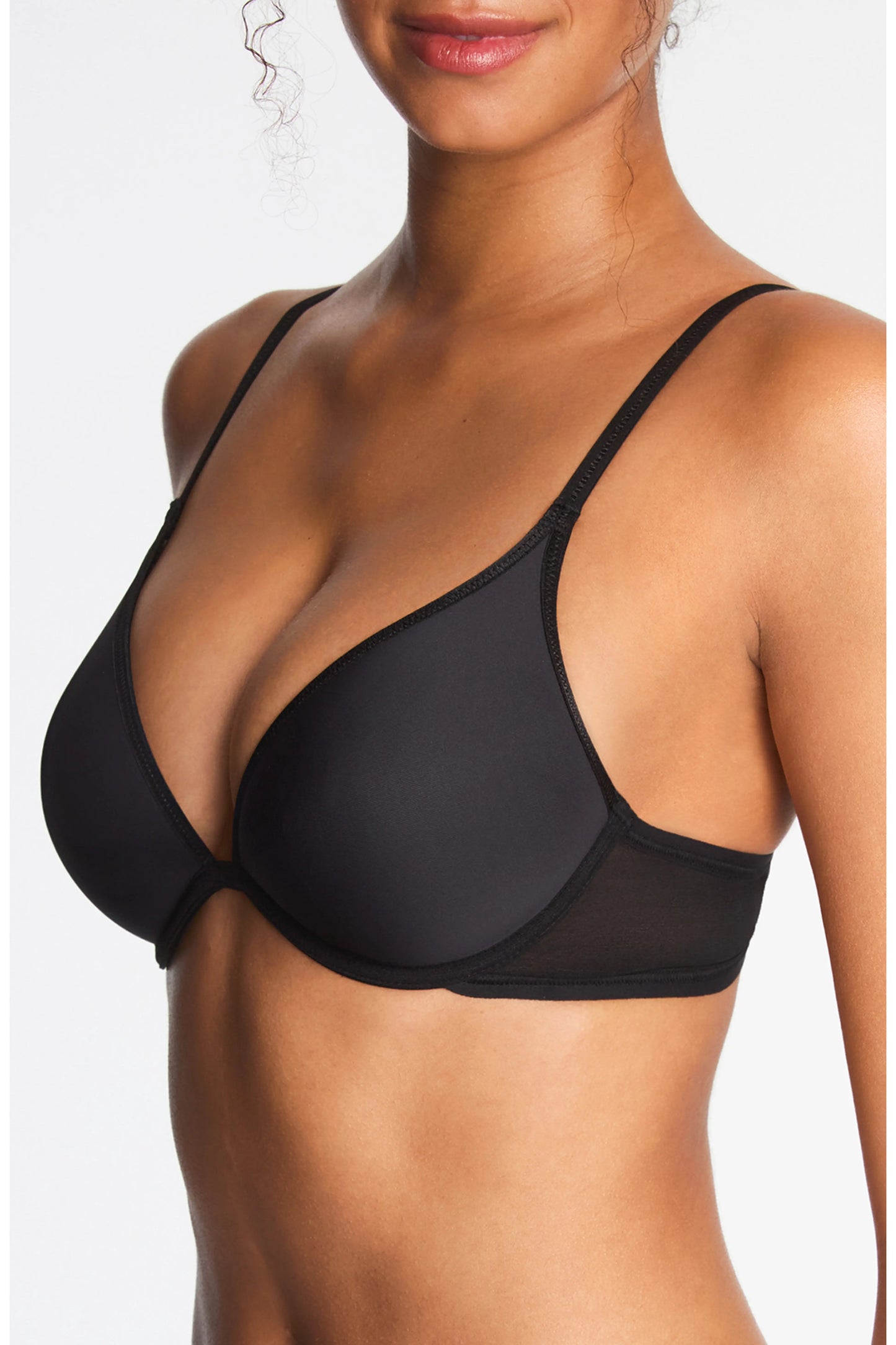 Full Transparency Plunge Spacer T-shirt Bra 953420 004 - Night Black
