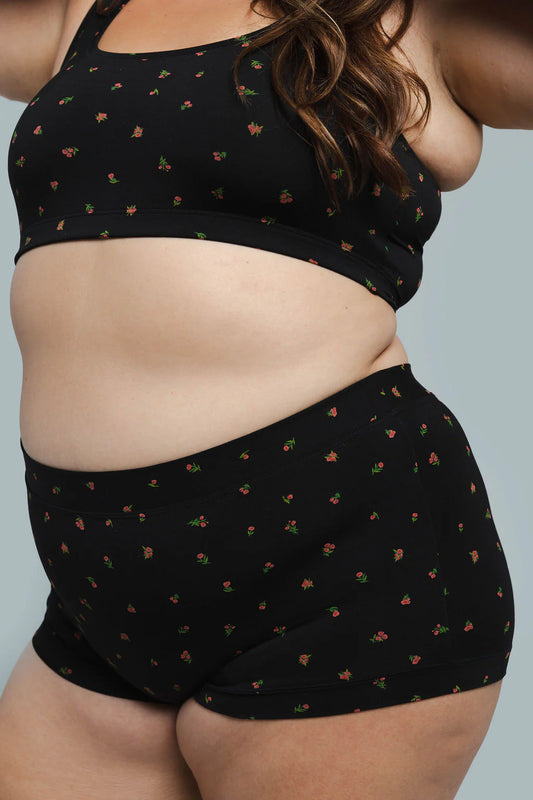 Boxer Panty (SC) - Roses black