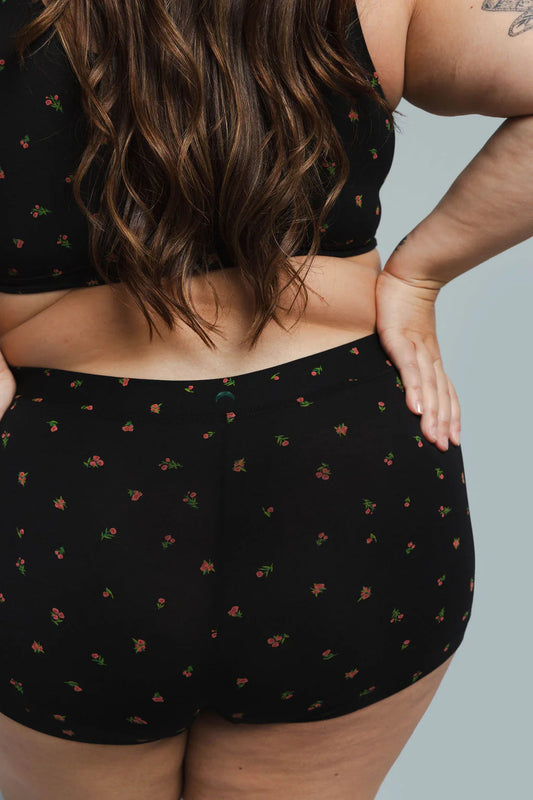 Boxer Panty (SC) - Roses black