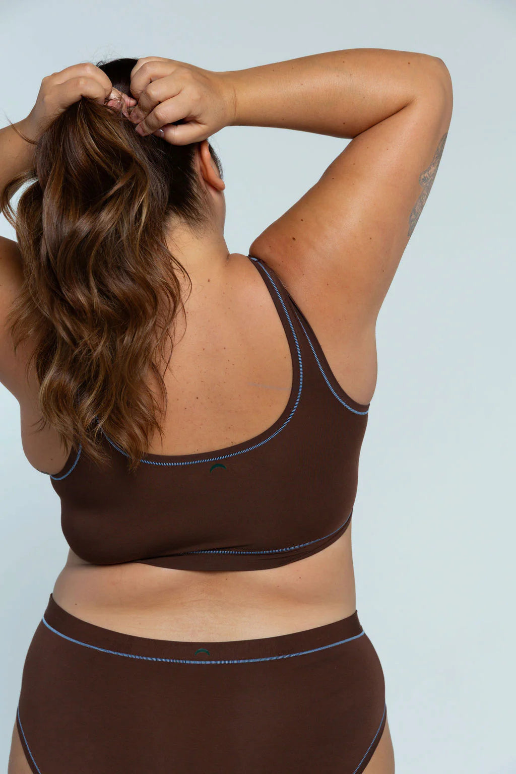 Sporty (SC) Bralette - Brown / Sky Blue