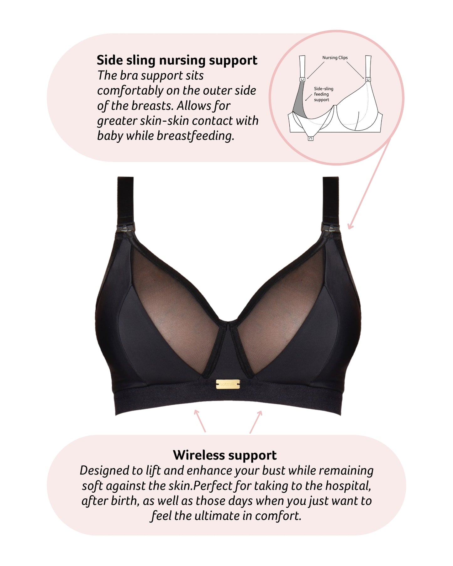 Flawless Wireless Nursing Bra - Black