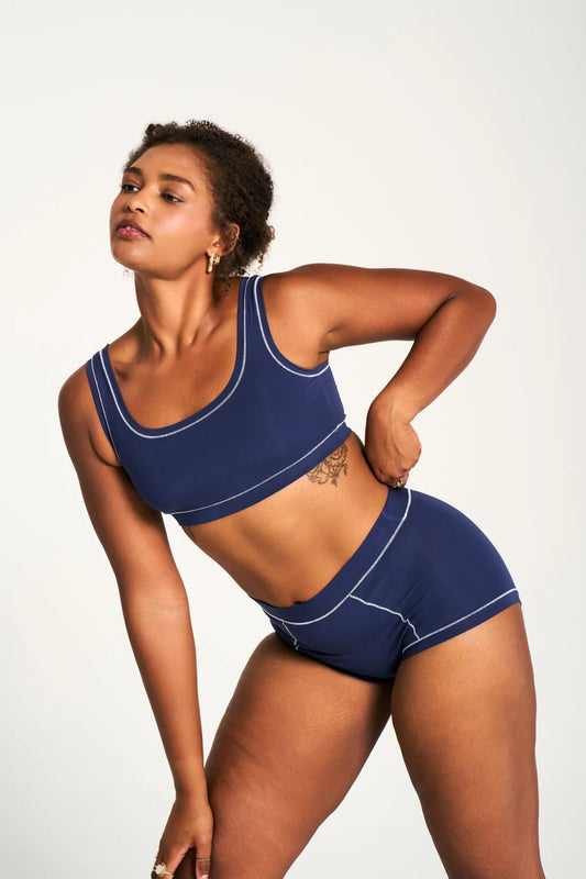 Brief (SC) Panty - Navy/White Merrow Stitching