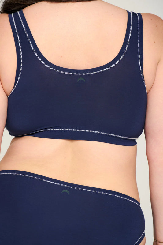 Sporty (SC) Bralette - Navy/White Merrow Stitching