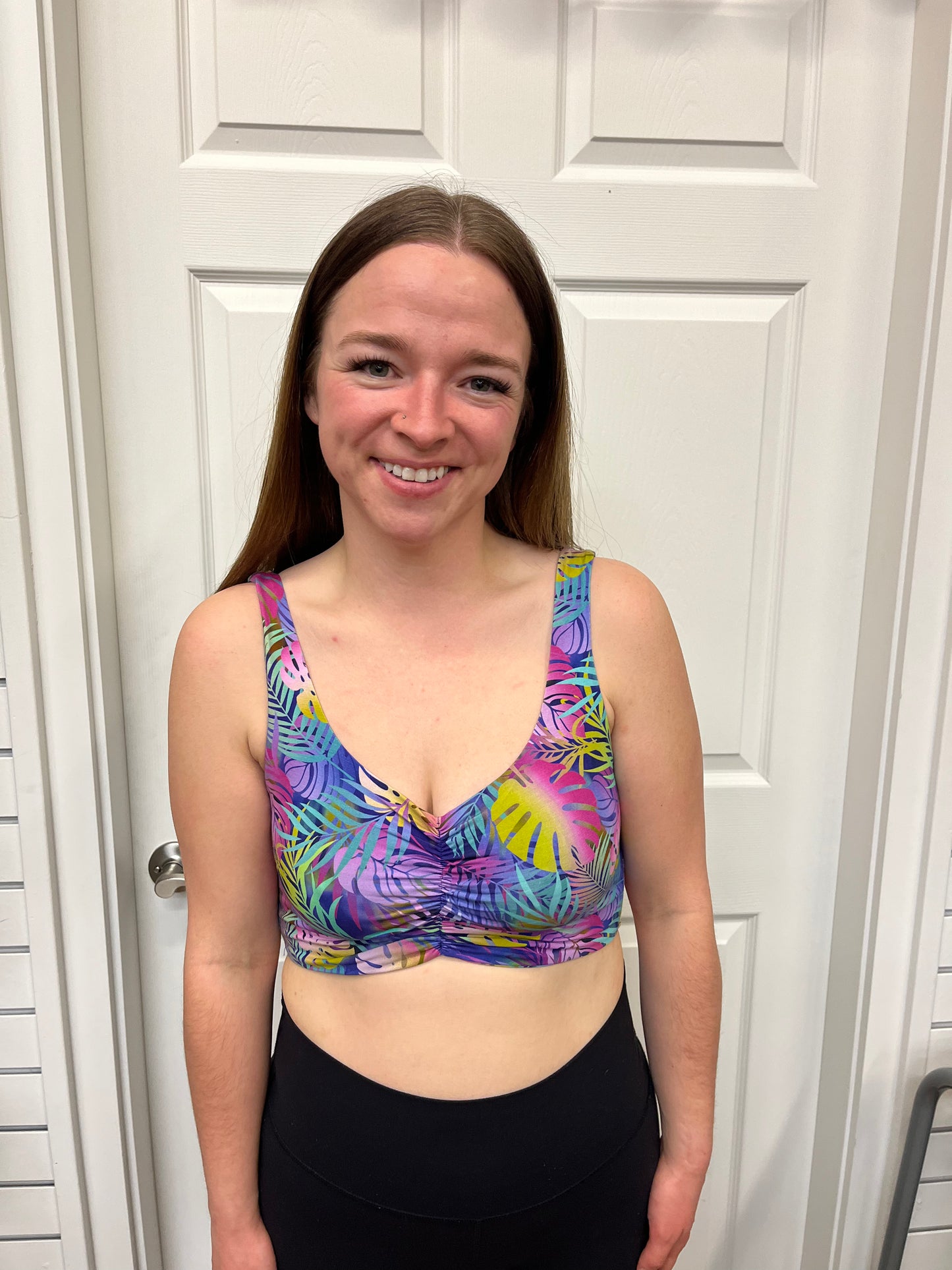 Bamboo Clipper (SC) Wireless Crop Top Bra - Rainbow Tropics