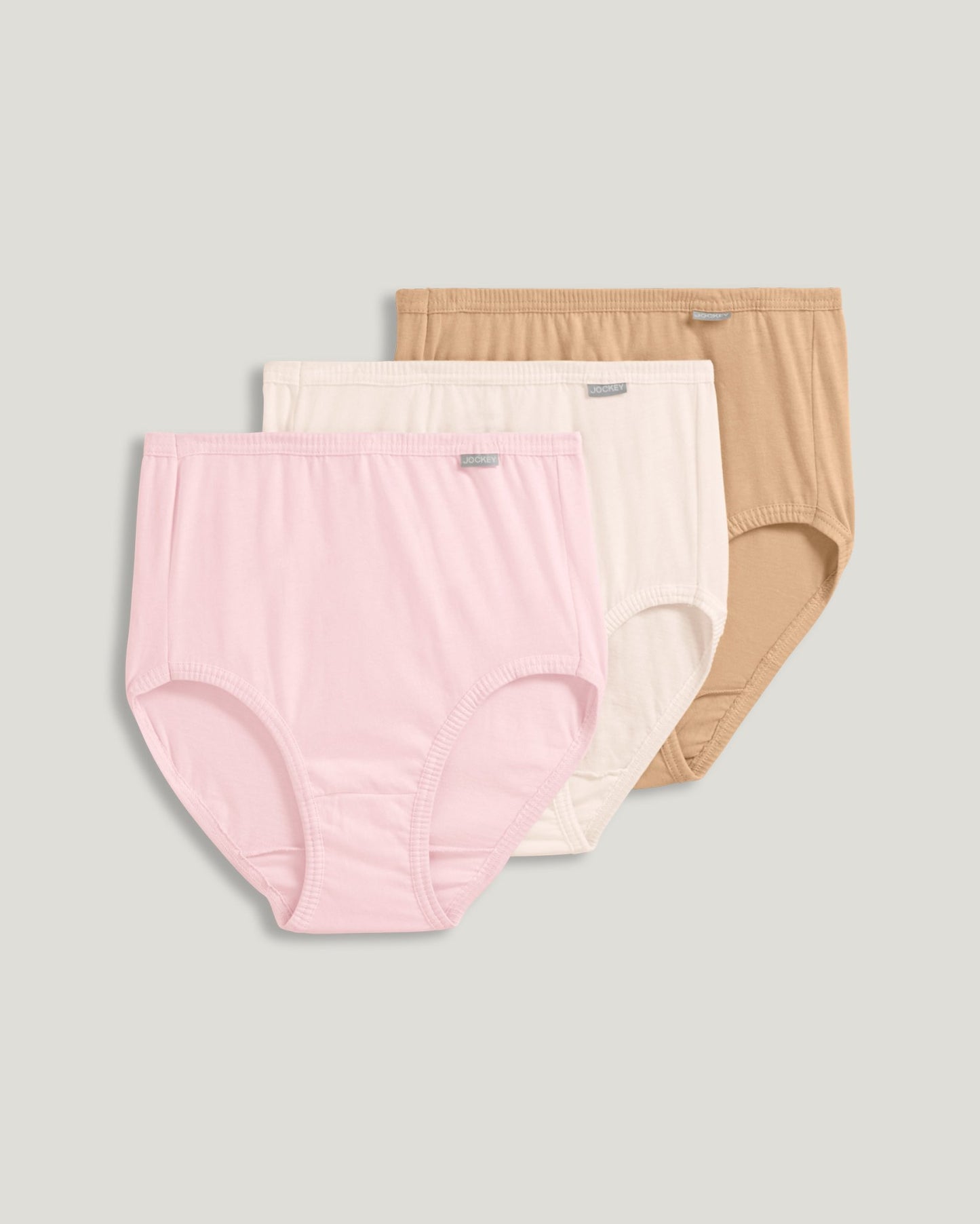 100% Cotton  Elance Brief 3 Pack 7460/7465 902 - Ivory/Light/Pink Shadow