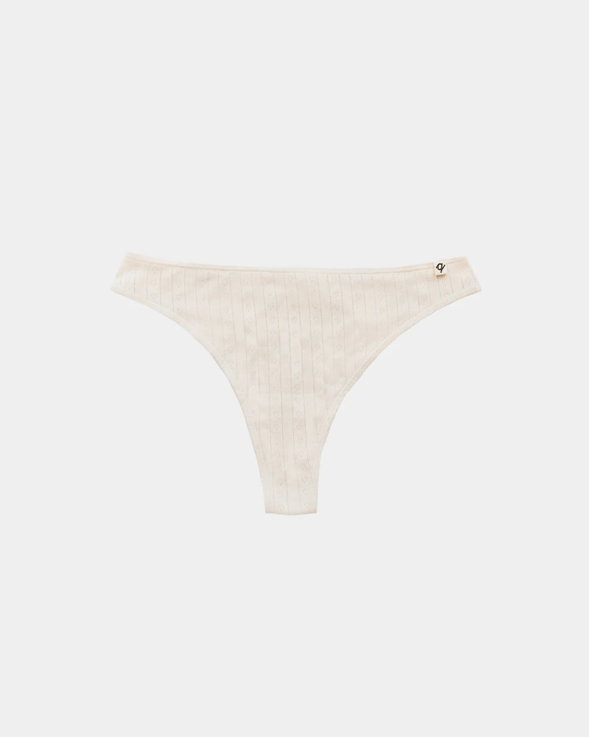 Women's Pointelle Thong 100% Organic Cotton - Natural