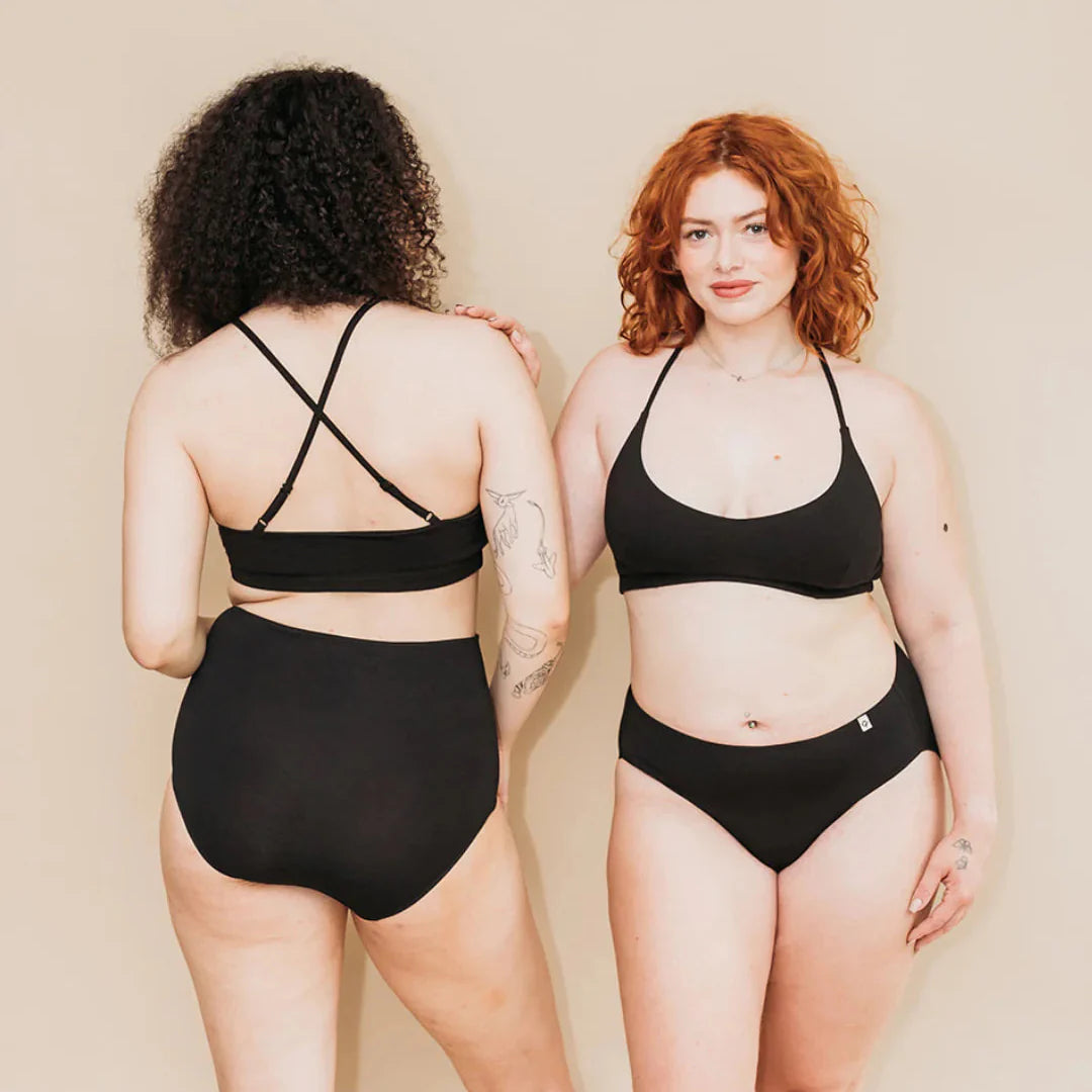 Women's Criss-Cross Bralette 100% Organic Cotton - Black