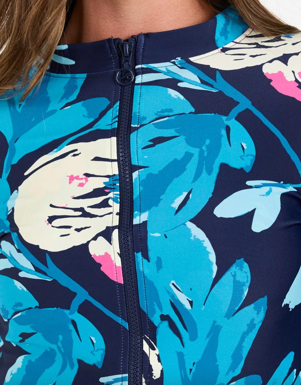 Nora Full Zip Swim Top - Midnight Bloom