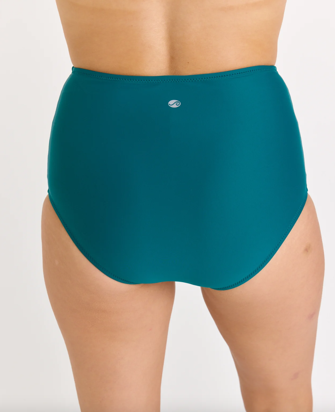 High Waisted Bikini Bottom with Front Tie - Dark Jade