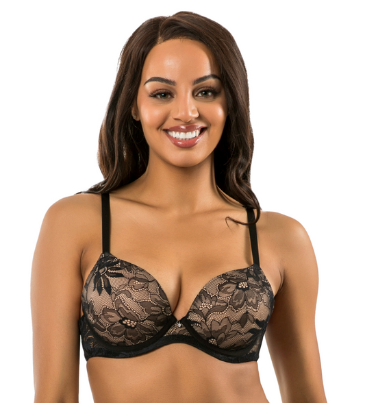 Luxlacy Lace Plunge T-shirt Bra 2000 - Black