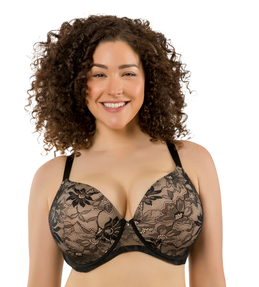 Luxlacy Lace Plunge T-shirt Bra 2000 - Black