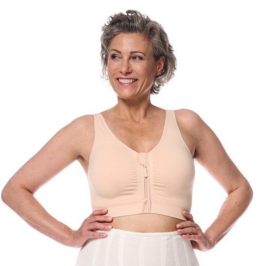 Emilia Wireless 69% Cotton Zip Front Close Bra 45102 - Blush