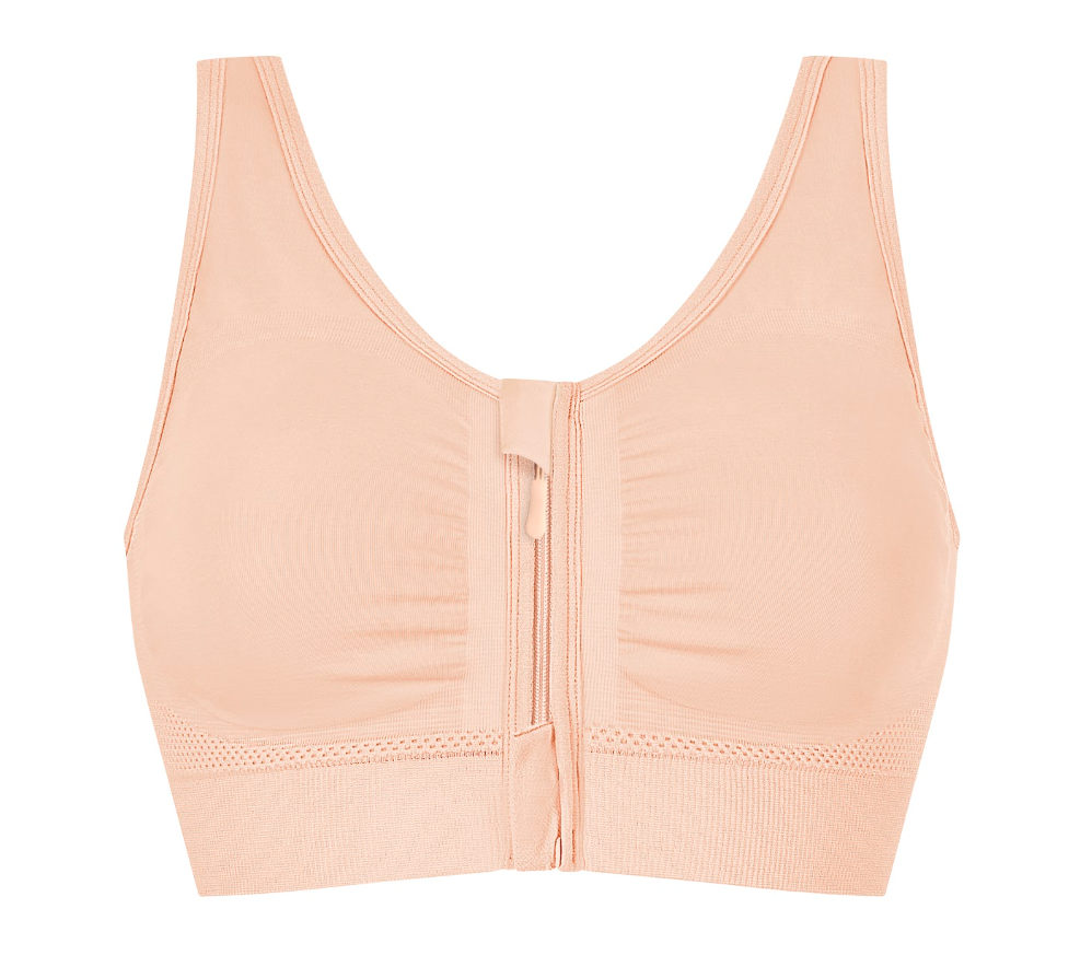 Emilia Wireless 69% Cotton Zip Front Close Bra 45102 - Blush