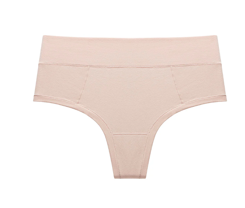 Pima Cotton Mid-Rise Thong - Champagne