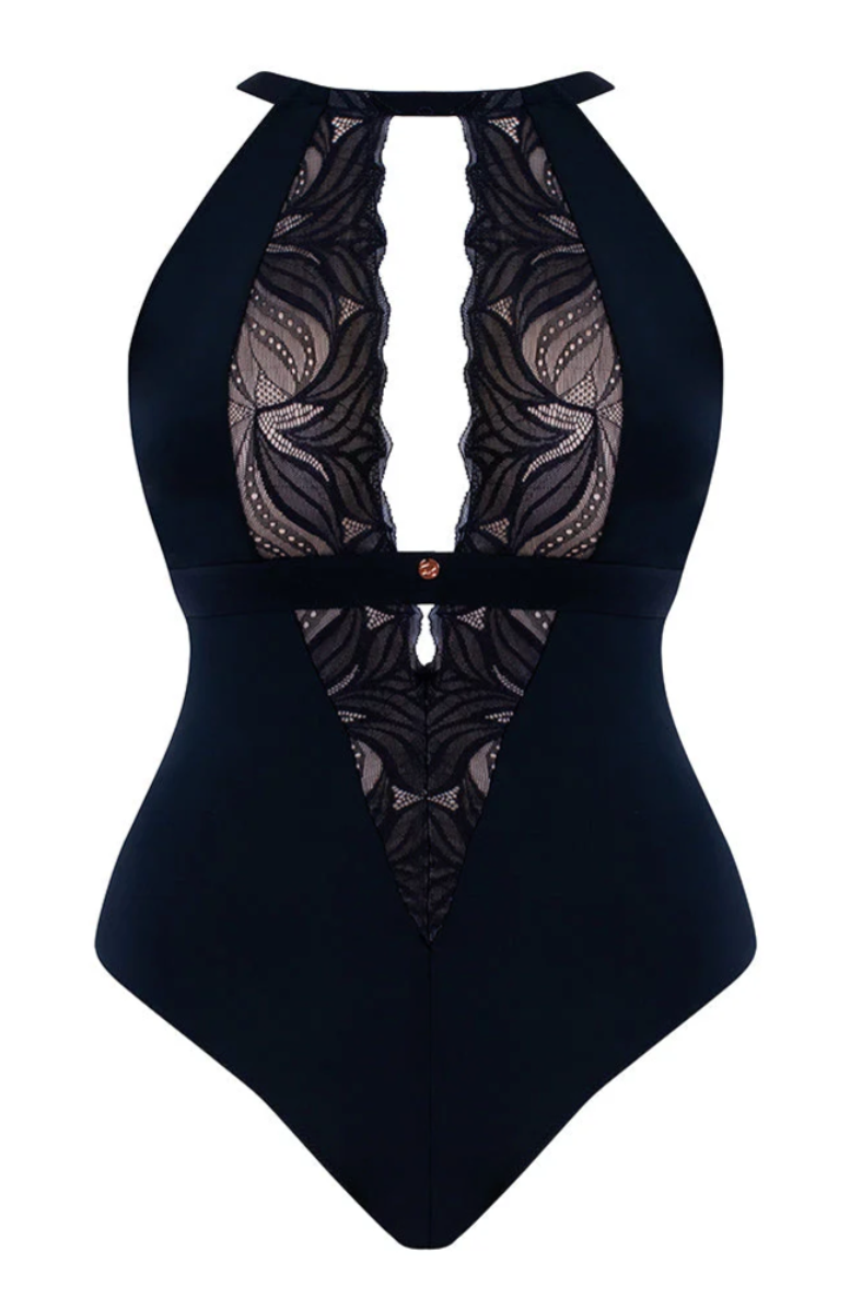 Scantilly Indulgence Multiway Stretch Lace Teddy - Black/Latte