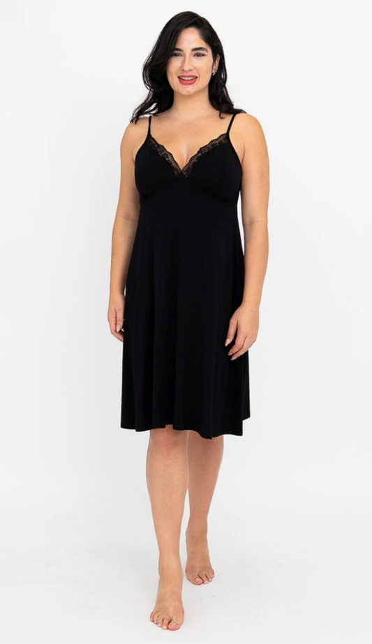 Mina Bamboo Slip Nightgown - Black